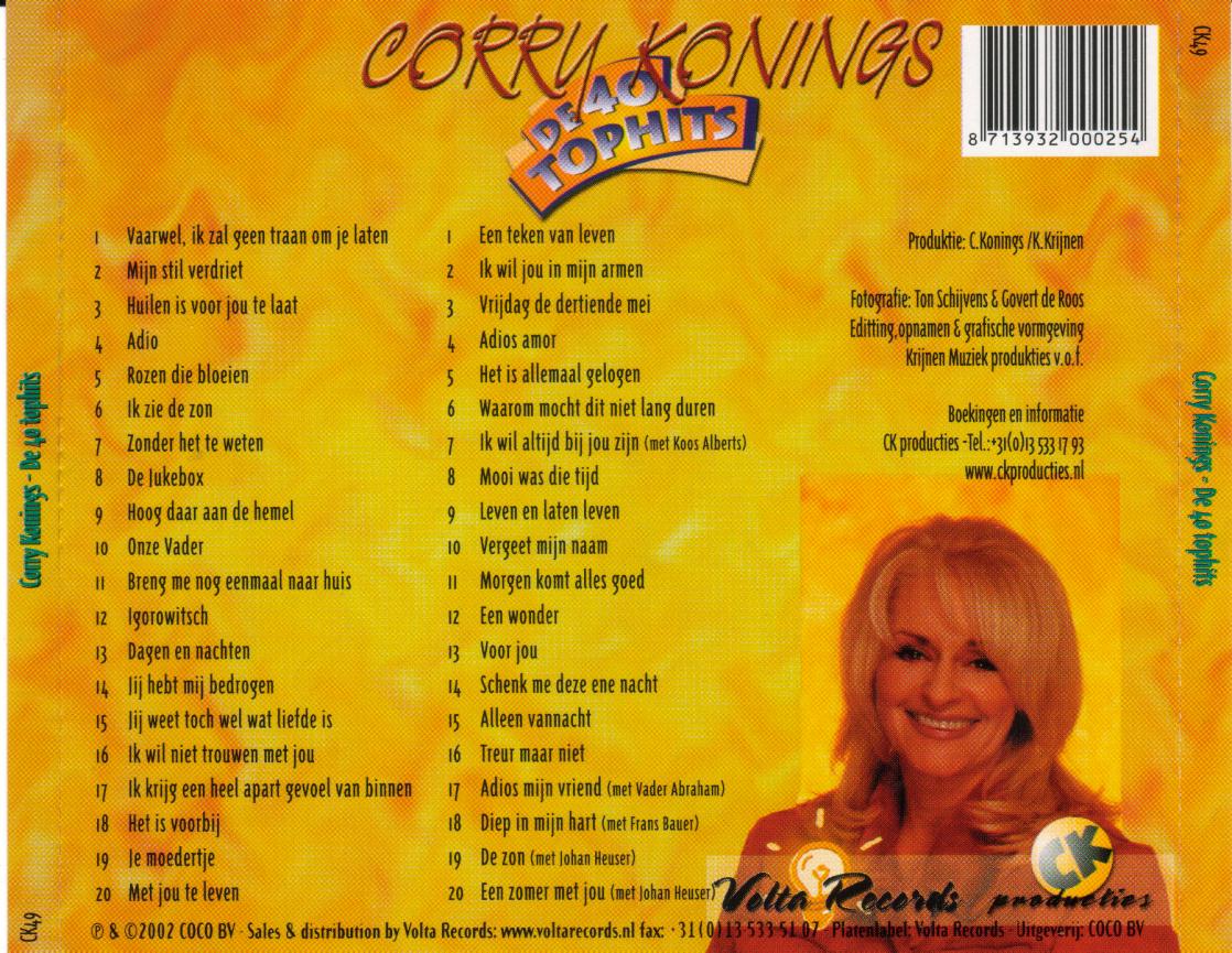 Corry Konings  De 40 Tophits : CD 1 Back